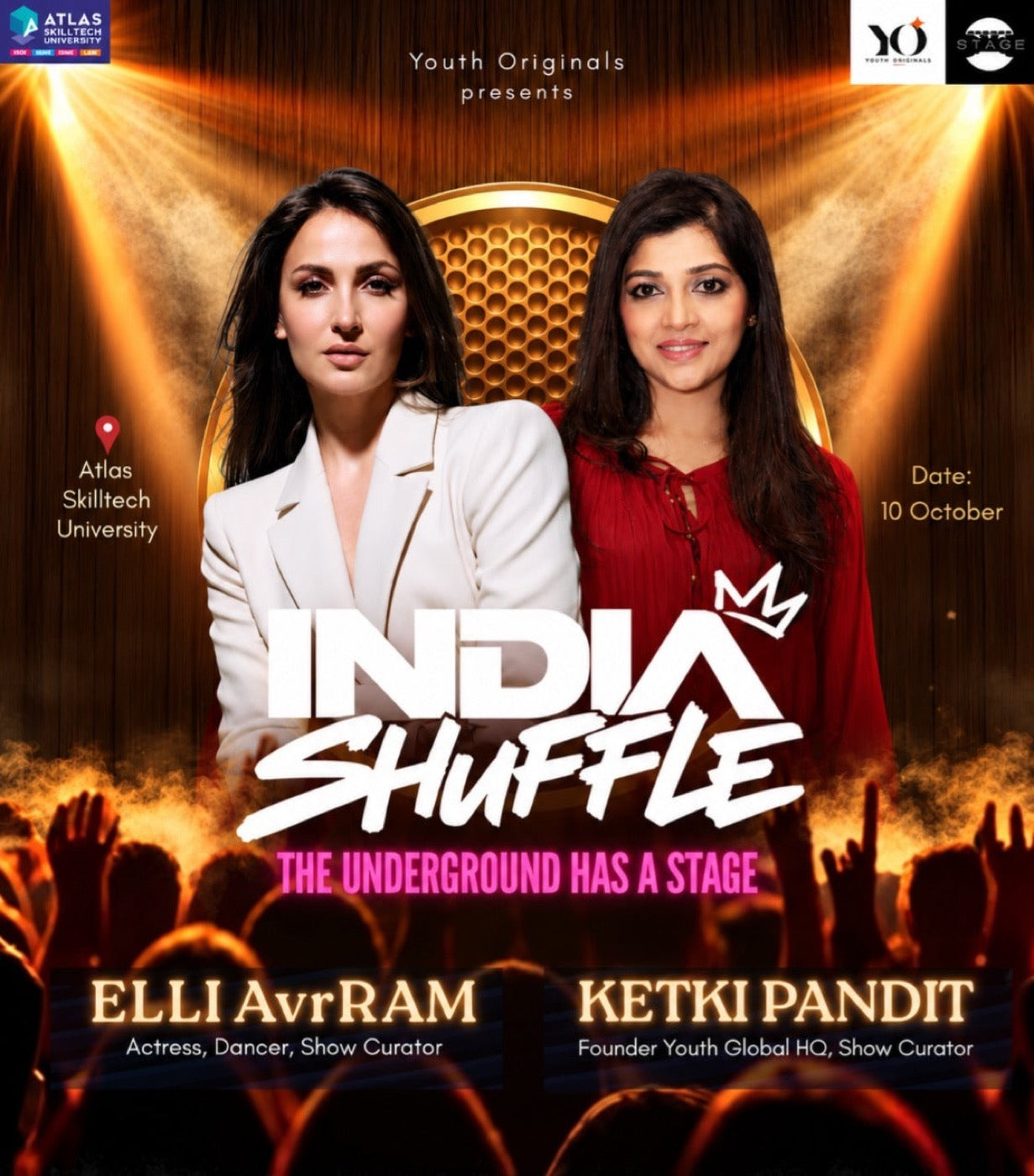 India Shuffle at Atlas Skilltech University, with Elli AvrRam and Ketki Pandit