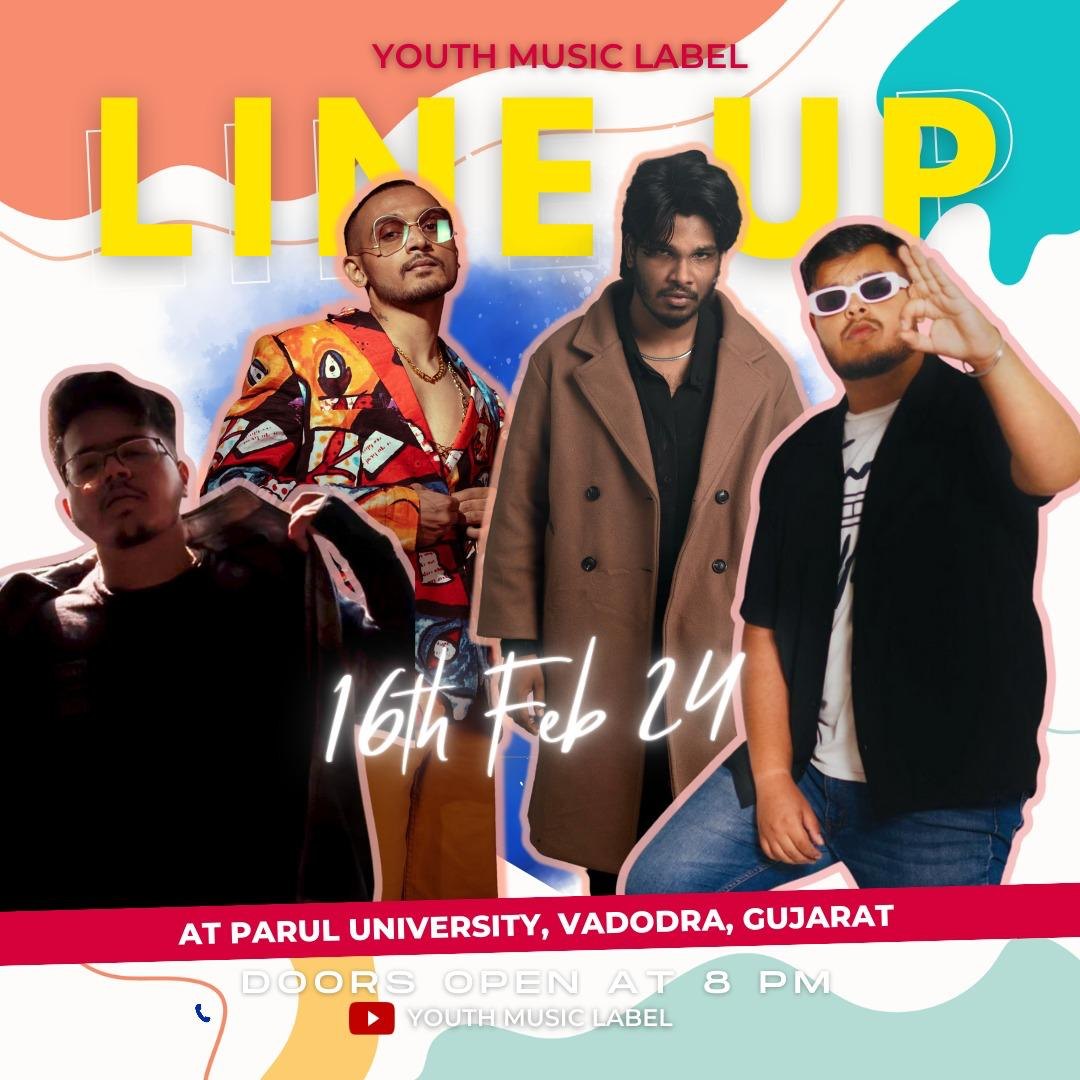 YOUth Music Label line-up at Parul University, Vadodara, 16 February 2024