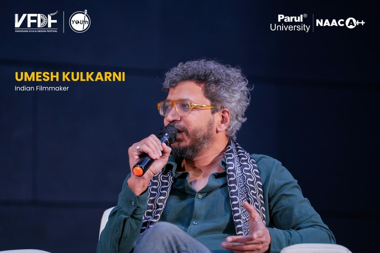 Filmmaker Umesh Kulkarni speaking at the Vadodara Film & Design Festival